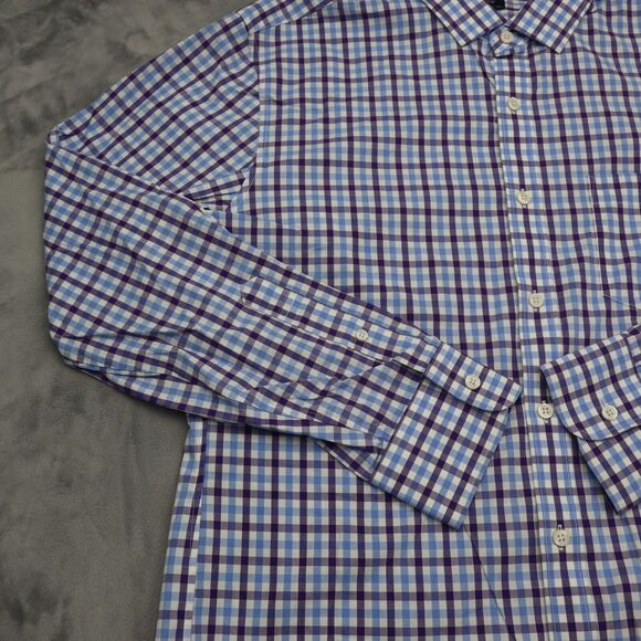 J Crew Shirt Mens L 16 16.5 Purple Plaid Thompson Long Sleeve Button Up Dress - Picture 10 of 16